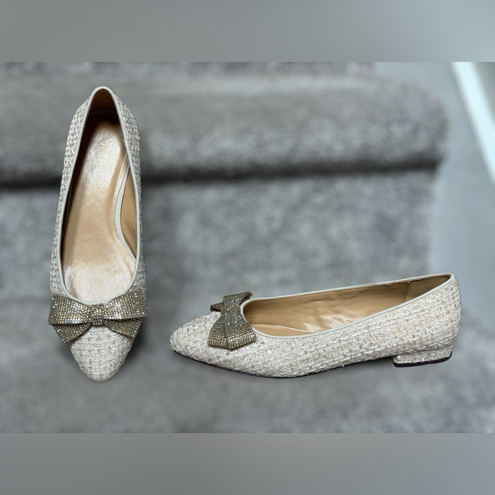 NEW Talbots Edison Bow Bouclé Flats Balletcore Parisian Chic Women’s 7 Soft Girl - Picture 2 of 10